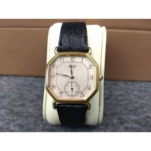 SEIKO Silver Wave Quartz Watch Seconds Subdial 2628-5040 Octagon New Battery Vtg